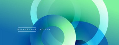 Soyut arkaplan özellikleri üst üste biniyor. Renkler maviden yeşile karışıp pürüzsüz gradyanlar oluşturur. Modern tasarım ögesi.