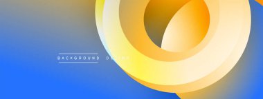 Soyut tasarım katmanlı daireler, gradyan renkler. Mavi sarıya geçiş modern görsel efekt yaratır. Basit, temiz estetik..