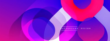 Soyut parlak daireler üst üste binerek dinamik mor, pembe ve mavi renkler oluşturuyor. Sancaklar ve başlıklar için modern tasarım ögesi.