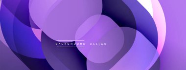 Soyut mor tasarım özellikleri üst üste binen yuvarlak şekiller. Gradyan renkler dinamik görsel efekt yaratır. Çeşitli projeler için modern arkaplan.