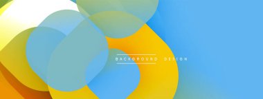 Soyut renkli şekiller örtüşür ve dinamik bir arkaplan oluşturur. Modern tasarım elementleri akıcılık ve enerji öneriyor.