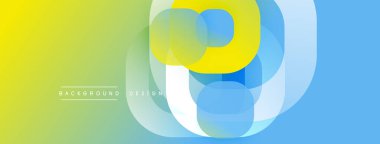 Soyut tasarım özellikleri üst üste binen daireler, canlı gradyanlar. Sarı, yeşil, mavi renkler dinamik görsel efekt yaratır. Modern arkaplan ögesi.