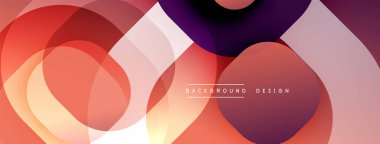 Soyut geometrik şekiller üst üste binerek sıcak renk değişimleri yaratıyor. Tasarım pürüzsüz geçişler ve modern estetik içeriyor..