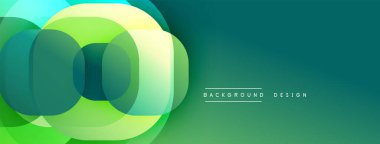 Soyut yeşil tasarım. Üst üste binen daireler dinamik görsel akış yaratır. Modern estetik, afişler veya arka planlar için uygun.