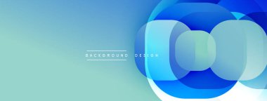 Soyut mavi tasarım, üst üste binen daireler. Gradyan arka plan modern görsel efekt yaratır. Minimalist tarz, mevcut temiz çizgiler.