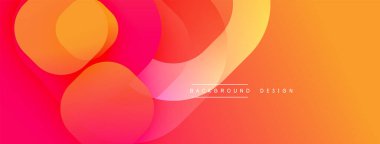 Soyut canlı katmanlar dinamik gradyan bileşimi oluşturur. Sıcak renkler karışıyor, düzgün dairesel şekiller oluşturuyor. Modern tasarım ögesi.