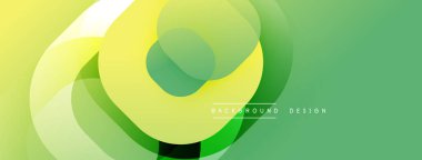 Soyut sıvı şekilleri örtüşür, parlak yeşil ve sarı renkler yaratır. Arkaplan, pankart ve sunumlar için modern tasarım ögesi.