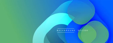Soyut eğim arkaplanı. Üst üste binen daireler dinamik görsel efekt yaratır. Mavi, yeşil renkler kompozisyona hakim. Metin arkaplan tasarımı okur.