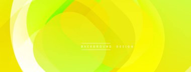 Parlak sarı soyut arka plan. Üst üste binen daireler dinamik görsel efekt yaratır. Çeşitli projeler için modern tasarım ögesi.