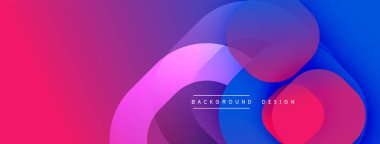 Soyut sıvı şekilleri örtüşür, canlı pembe, mor ve mavi renkler yaratır. Arkaplan ve sunumlar için modern tasarım ögesi.