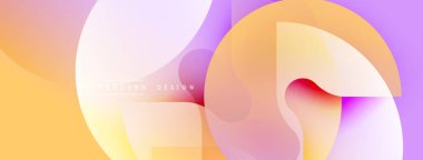 Soyut sıvı şekiller, canlı turuncu, mor renkler. Modern tasarım, pürüzsüz eğimler dinamik kompozisyon yaratır. Minimalist estetik.