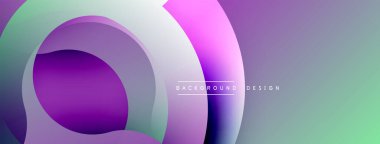 Soyut arkaplan özellikleri üst üste binen daireler, gradyanlar. Mor, deniz mavisi, beyaz renkler modern görsel efektler yaratır. Minimalist tasarım.