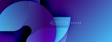 Soyut gradyanlar harmanlanarak, dinamik görsel akış yaratır. Mavi, mor renkler kompozisyona hakim. Metin arkaplan tasarımı okur.