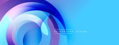 Soyut mavi arkaplan, üst üste binen dairesel katmanlar. Gradyan renkler dinamik görsel efekt yaratır. Modern tasarım ögesi.