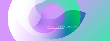 Soyut renkli şekiller örtüşüyor ve yumuşak gradyanlar yaratıyor. Arkaplanda metin arkaplan tasarımı yer alıyor. Modern estetik, canlı renkler sunar.