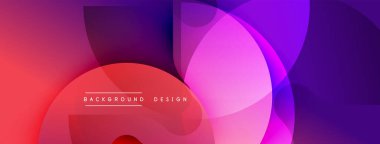 Soyut, enerjik bir arkaplan. Üst üste binen daireler dinamik renkli kompozisyon oluşturur. Değişken tonları, pembeleri, morları, mavileri olan modern tasarım..