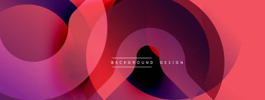 Soyut çakışan daireler canlı bir gradyan arkaplan oluşturur. Modern tasarım koyu morlar, kırmızılar, pembeler içerir. Minimalist estetik.