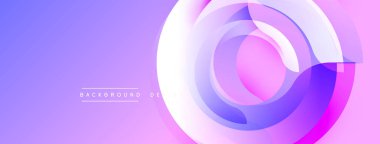 Soyut çemberler akış eğimini yaratır. Yumuşak mor, mavi renkler dizaynın hakimi. Minimum metin mevcut, arkaplan odaklı.