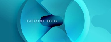 Soyut mavi şekiller üst üste binerek dinamik bileşim oluşturuyor. Renkler derinliği gösteriyor, modern estetiği. Metin arkaplan tasarımı okur.