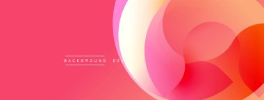 Soyut pembe arka plan. Üst üste binen daireler dinamik görsel efekt yaratır. Modern tasarım, gradyanlar, pürüzsüz geçişler mevcut.