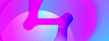 Soyut sıvı şekilleri canlı mor, mavi renkleri harmanlar. Modern tasarım enerjiyi, hareketi, görsel ilgiyi çağrıştırır. Arkaplan gradyan etkisi.