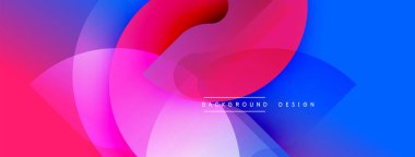 Soyut gradyanlar harmanlanarak, dinamik görsel akış yaratır. Pembe, mavi, kırmızı renkler çakışıyor, modern tasarım elementini oluşturuyor.