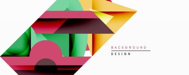 Soyut geometrik bileşim. Üst üste binen şekiller dinamik görsel efekt yaratır. Canlı renkli, yeşil, sarı, kestane rengi modern tasarım. Minimalist estetik, temiz çizgiler, beyaz alan.