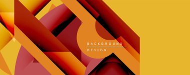 Soyut geometrik tasarım. Sıcak renk paleti baskın gelir, turuncu, kırmızı, sarı tonlarda. Üst üste binen şekiller dinamik görsel doku yaratır. Modern estetik arka planlar, sunumlar.