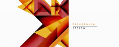 Soyut geometrik tasarım üst üste binen çokgenler içerir. Sıcak renk paleti turuncu, kırmızı ve kahverengiyi de kapsıyor. Modern estetik, arka plan veya dijital sanat için uygun.