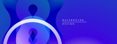 Soyut mavi arkaplan. Üst üste binen şekiller dinamik görsel efekt yaratır. Çeşitli projeler için modern tasarım.