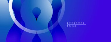 Soyut mavi tasarım. Üst üste binen şekiller modern, akıcı görsel efektler yaratır. Gradyan gölgeler derinlik ve doku ekler.