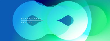 Soyut sıvı şekilleri harmanlanarak canlı bir mavi-yeşil gradyan oluşturur. Modern tasarım sonsuzluk sembolünü çağrıştırıyor, pürüzsüz geçişler görünür.