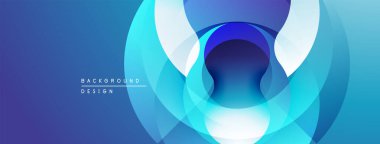 Soyut mavi katmanlar dinamik dairesel bileşim oluşturur. Derece gölgeleri derinliği, modern estetiği gösteriyor. Minimalist tasarım, pürüzsüz geçişler.