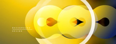 Soyut sarı tasarım, üst üste binen daireler, gradyanlar. Modern, dinamik kompozisyon görsel ilgi yaratır. Yumuşak geçişler zarafet sunar.