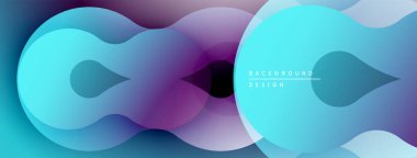 Soyut akışkan şekiller harmanlanır, canlı mor ve mavi renkler yaratır. Modern tasarım hareketi çağrıştırıyor, derinliği. Mevcut en küçük metin.
