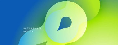 Soyut eğim arkaplanı. Pürüzsüz akış şekilleri dinamik görsel efektler yaratır. Mavi, canlı yeşil renklere dönüşür. Minimalist tasarım.