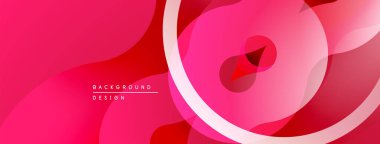 Soyut pembe arka plan. Üst üste binen şekiller dinamik görsel efekt yaratır. Modern tasarım elementleri pürüzsüz eğimler sunar.
