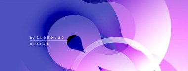 Sıvı şekiller mor, mavi renkleri harmanlıyor. Modern tasarım hareketi çağrıştırıyor, derinliği. Yumuşak eğimler soyut görsel deneyim yaratır.