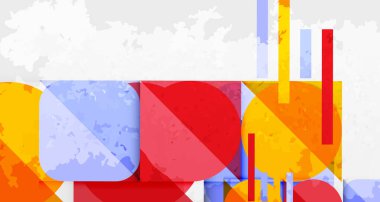 Soyut geometrik bileşim. Dikdörtgenler, çizgiler dokulu arkaplan oluşturur. Parlak renkler tasarıma hakim. Modern sanat tarzı.