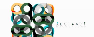 Modern soyut tasarım üst üste binen daireler, canlı renkler, geometrik şekiller. Geçmişler ve sunumlar için temiz estetik.