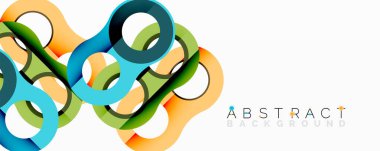 Parlak renkli döngüler dinamik soyut kompozisyon oluşturur. Arkaplan, pankart ve sunumlar için modern tasarım ögesi.