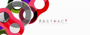 Soyut tasarım özellikleri üst üste binen renkli şekiller. Kırmızı, yeşil, siyah elementler beyaz arka planda dinamik bileşim oluşturur. Modern biçim.