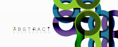 Canlı daireler örtüşüyor, dinamik ve soyut bir arkaplan oluşturuyor. Yeşil, mavi, mor renkler tasarımda baskın. Modern, şık kompozisyon.