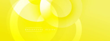 Parlak sarı soyut arka plan. Üst üste binen daireler dinamik görsel efekt yaratır. Sancaklar ve sunumlar için modern tasarım uygun.