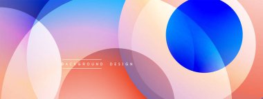 Soyut renkli çemberler çakışıyor. Gradyan renkler harmanlanarak, dinamik görsel efekt yaratır. Arka planlar için modern tasarım ögesi.