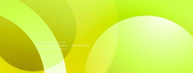 Parlak sarı arka plan, üst üste binen daireler, gradyanlar. Sancaklar ve sunumlar için modern tasarım ögesi uygun. Basit, temiz estetik..