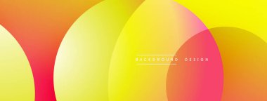 Soyut renkli çemberler örtüşüyor ve canlı bir gradyan arkaplan oluşturuyor. Modern tasarım elementleri enerji, sıcaklık, pozitiflik.