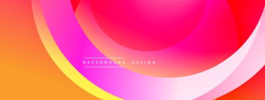 Soyut renkli arkaplan. Üst üste binen eğriler dinamik görsel efekt yaratır. Rengi turuncudan pembeye değişen tonlarda. Modern tasarım ögesi.