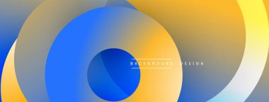 Soyut tasarım özellikleri üst üste biniyor. Renkler maviden sarıya karışır ve dinamik görsel efekt yaratır. Modern, minimalist stil.