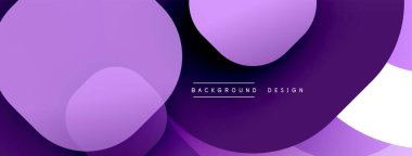 Soyut mor katmanlar dinamik zemin oluşturur. Üst üste binen daireler derinlik ve modern estetik olduğunu gösteriyor. Mevcut en küçük metin.